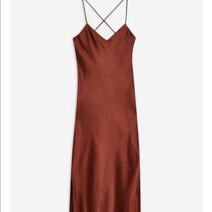 TOPSHOP satin midi brown dress so cute!!🤎
